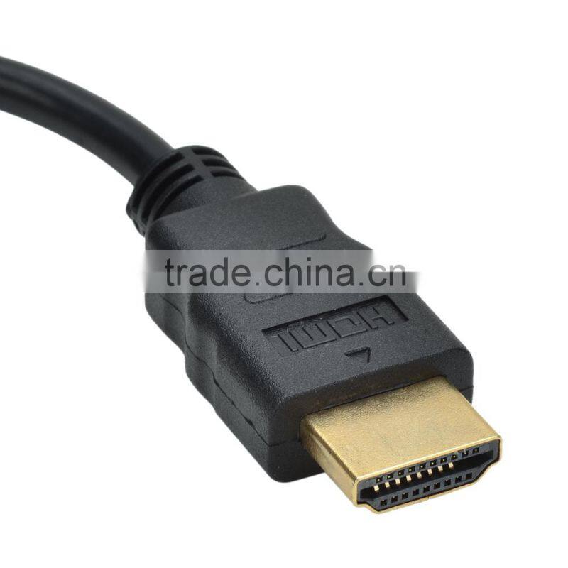 CHEERLINK HDMI Male to VGA Male Cable + Bisected Audio Cable Set - Black (22.5cm)