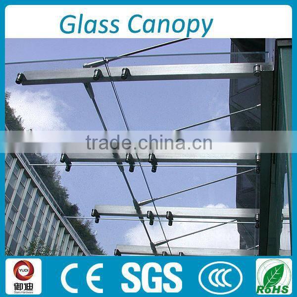 outdoor steel frame glass roof canopy for entry front door