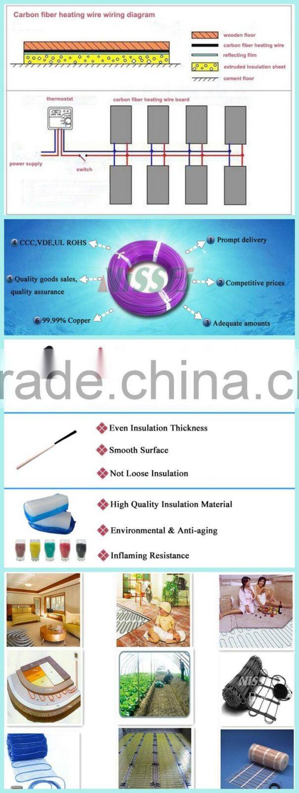 Chinese supplier 3k Flexible Silicon Rubber carbon fiber heating cable XL-005A