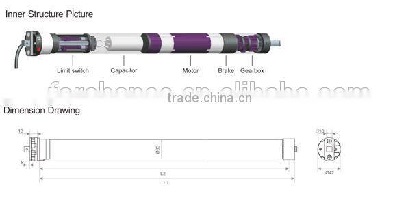 Electric motor for shutter doors FT35S-10/17 tubular motor