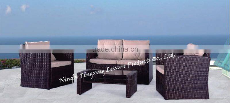 2016 Ningbo outdoor brown rattan wicker furniture sofa set