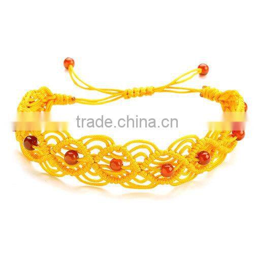 2016 fashion designed cheap cotton string bracelet with bead for woman