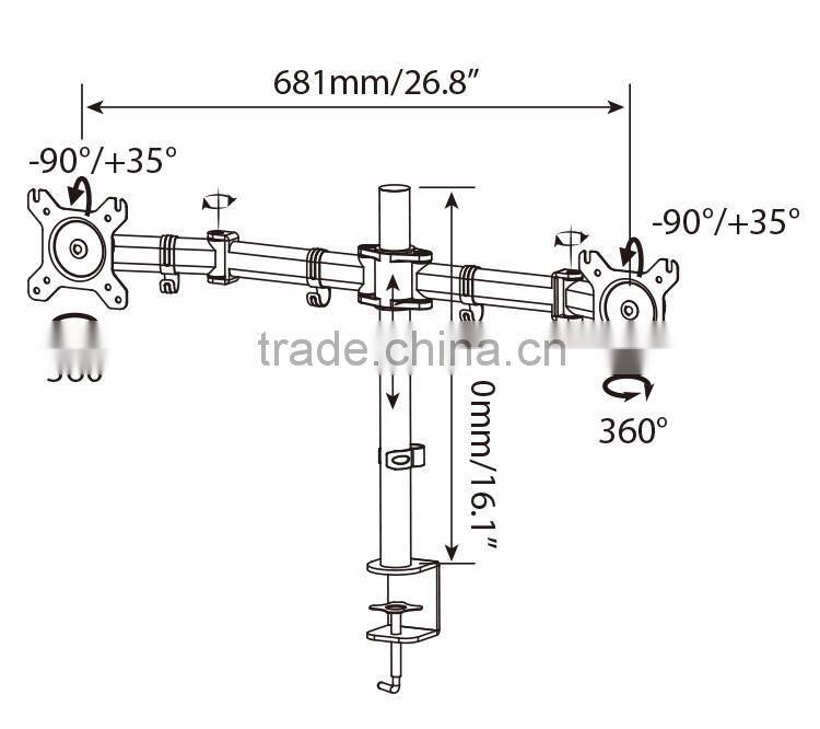 New arrival dual 15"-27" aluminum lcd monitor stand