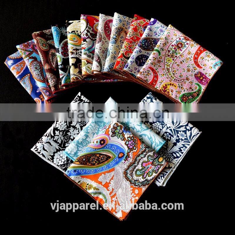 Custom made printing handkerchief soft cotton hanky design your own pocket square