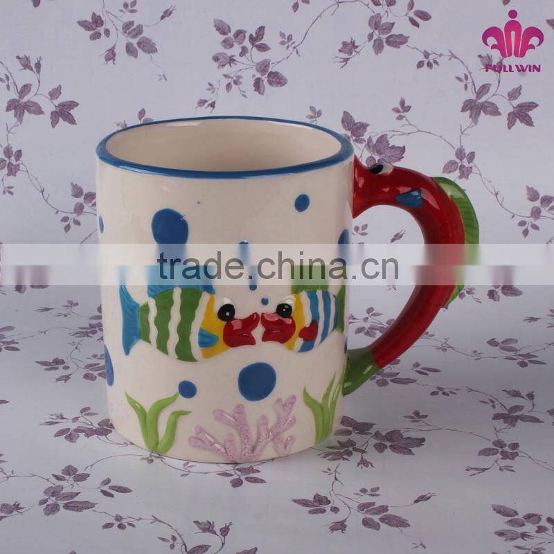 Custom cheap bulk ceramic fish mug