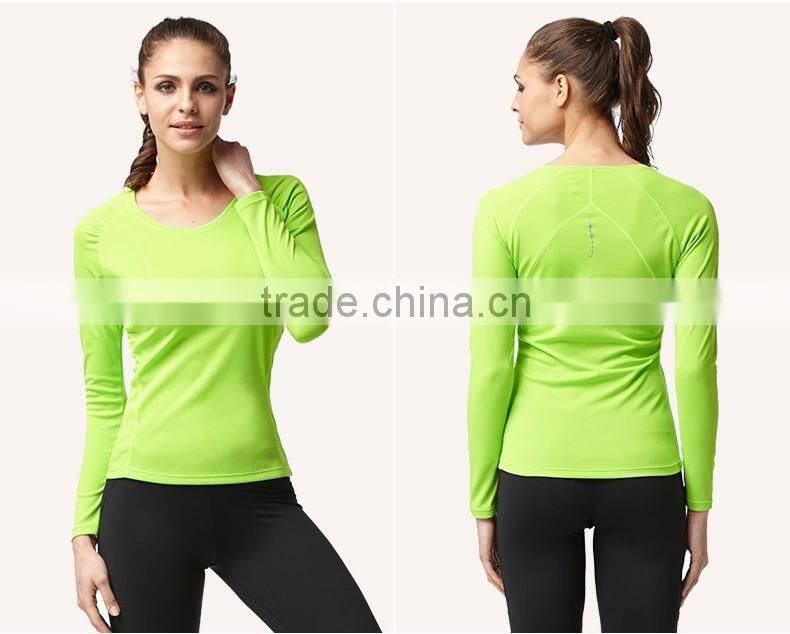 wholesale women function fabric long sleeve running shirts/quick dry running wear