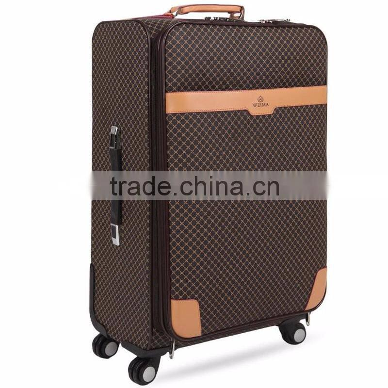 Factory Wholesale PVC Shell 360 degree Spinner Wheels Soft Trolley Luggage