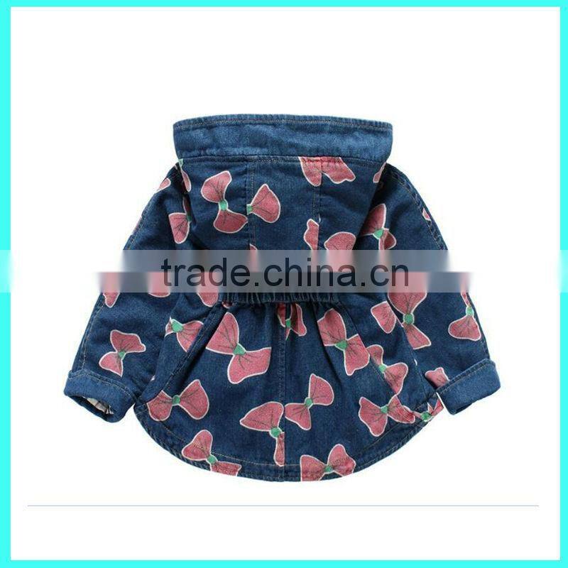 wholesale autumn hooded jacket baby girl jeans jacket