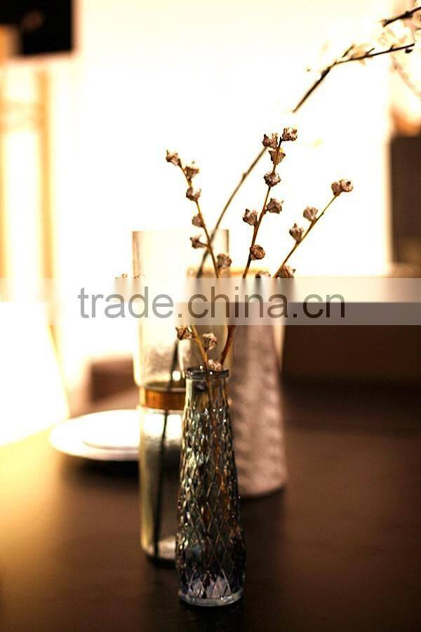 clear table small mouth glass flower vases for home decoration