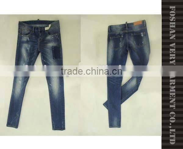 ladies jeans top design with multiple washing effects