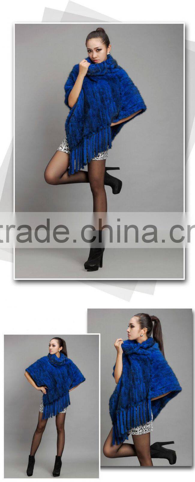 Real Mink Fur Woman Fashion Shawl/Poncho KZ14081