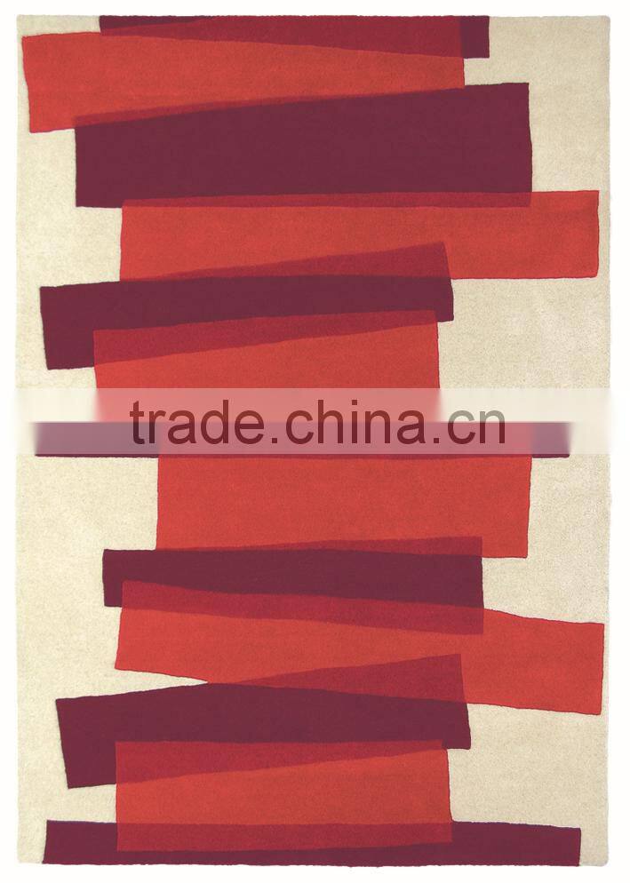 High quality red hand tufted rug for decoration, apartment