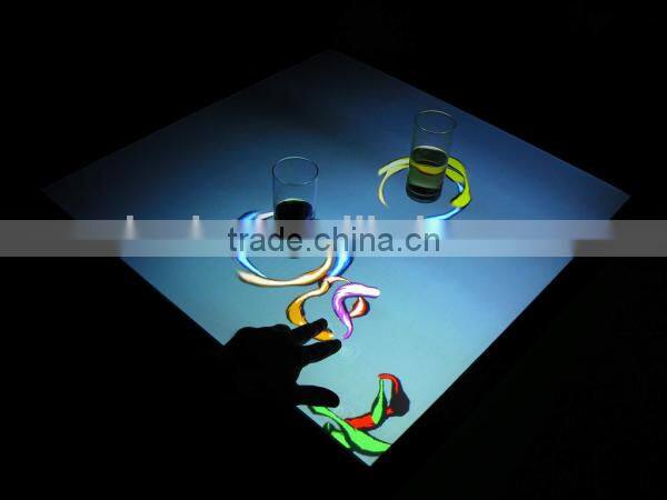 Easy installation of bar interactive top projection with Coloured ribbon effect
