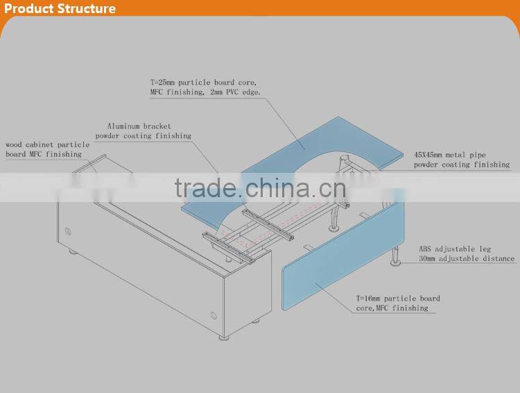 Luxury wooden executive office desk with metal frame