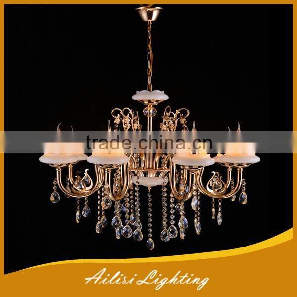 Wholesale High Quality Crystal Candle Chandelier with White Ceramic Plate