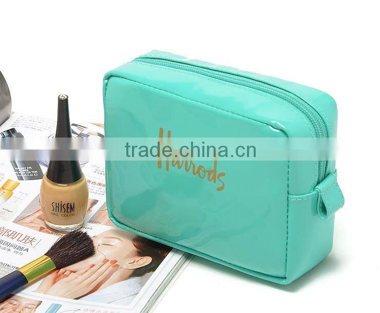 Mint green mirror leather toiletry bag,make up pouch,cosmetic bag