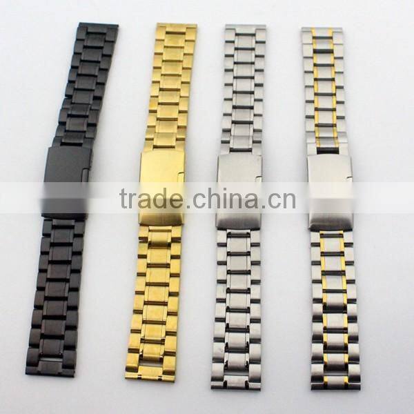 18mm 20mm 22mm 24mm butterfly buckle watch parts solid stainless steel band