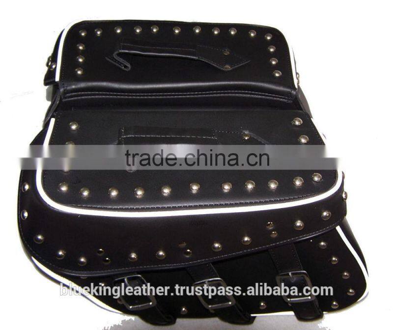 Silver Star black leather studded royal star saddlebags bags