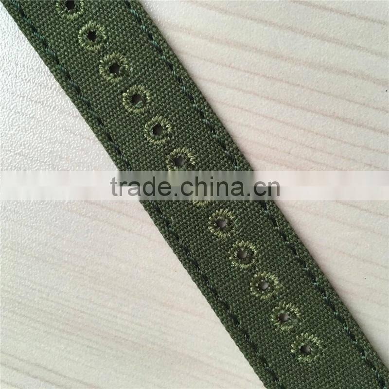 PVD Black Coating Stitched Hole Cotton Canvas Wrist Band