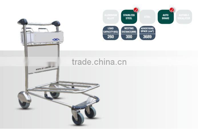 Four wheels heavy duty airport trolley with brake