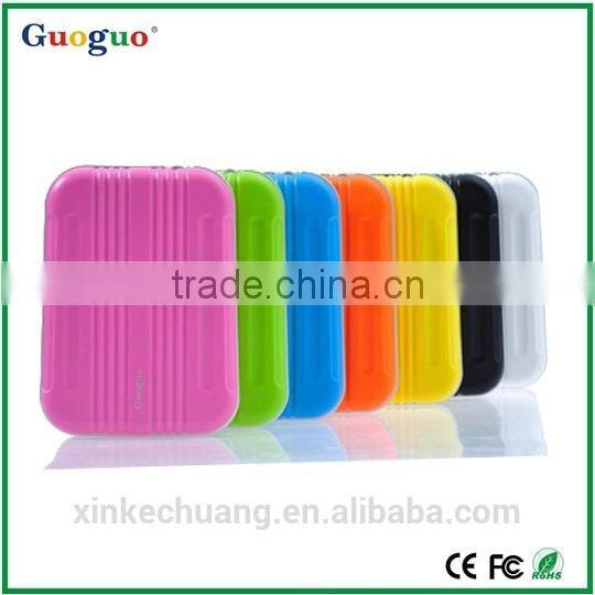 Guoguo high quality 8800mah RoHS FC suitcase fast charging travel dual usb power bank for iphone7