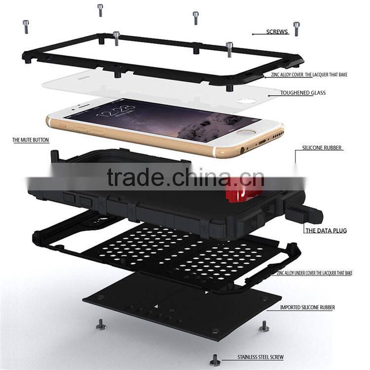 China Supplier Waterproof Cell Phone Case for iPhone 6 6S Metal TPU Shockproof Cover