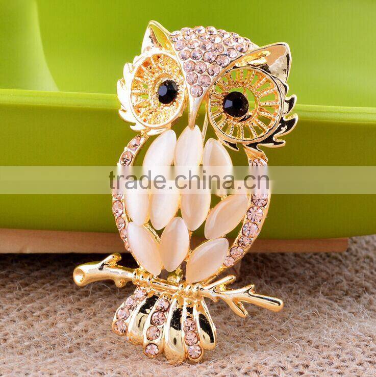 Fashion channel opal owl brooch korea for unisex wholesale