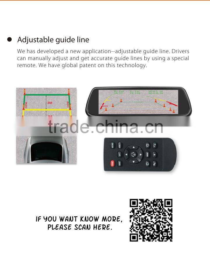 7.3 inch car rear view mirror monitor auto brigtness adjustment and 3 cameras video inpur