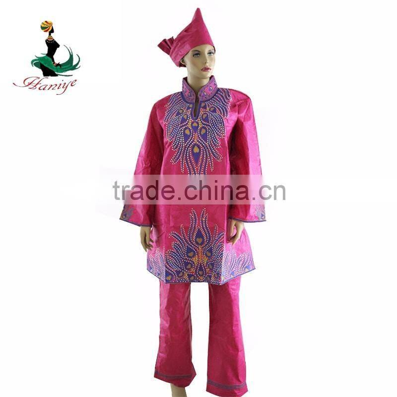 2016 Haniye African woman Bazin traditional embroidered cotton dress riche woman of African Design
