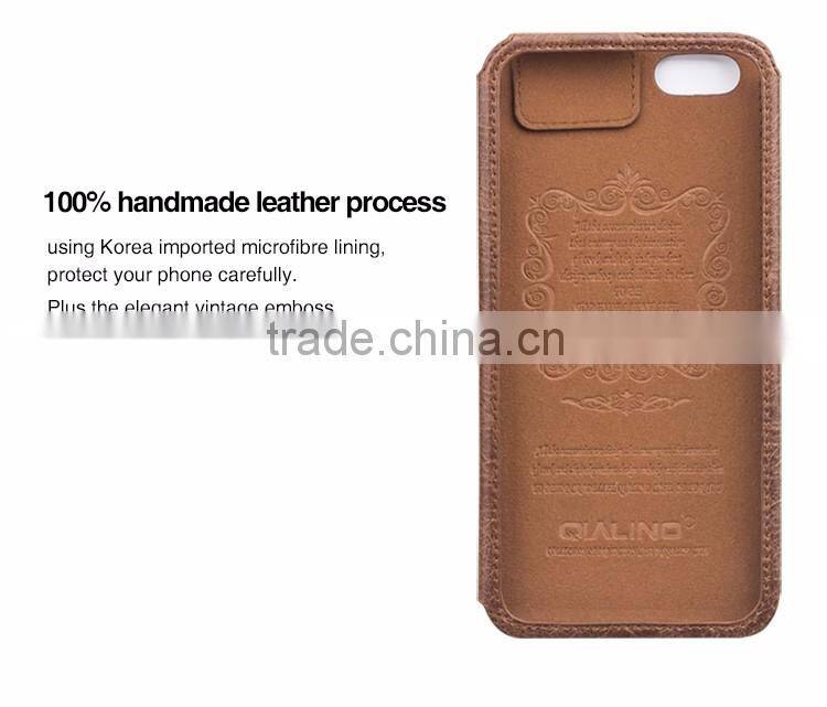 QIALINO Dropshipping Q Card Case, Full Grain Genuine For iPhone 6s Plus Leather Case