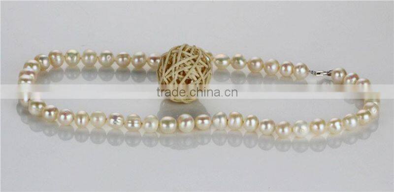 9mm A off round natural simple traditional pearl set designs, real pearl set prices