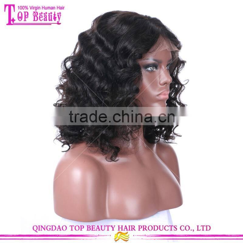 Bleached Knots 14 Inch Bob Style Glueless Full Lace Wigs Brazilian Virgin Human Hair Wig Lace Front Short Bob Wigs