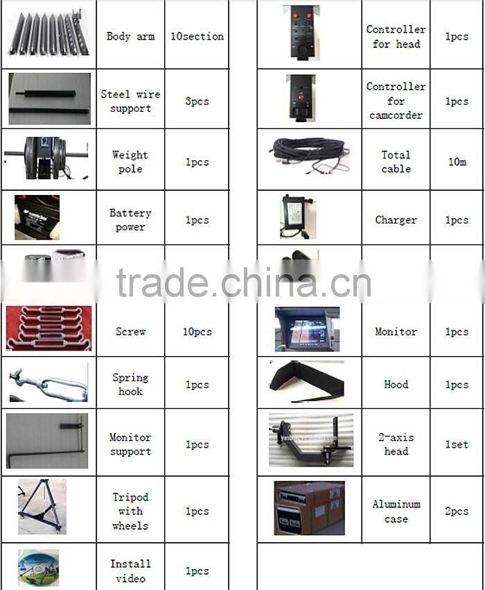 Factory supply cheapest 10m 2-axis dutch head camera jimmy jib cranes for sale