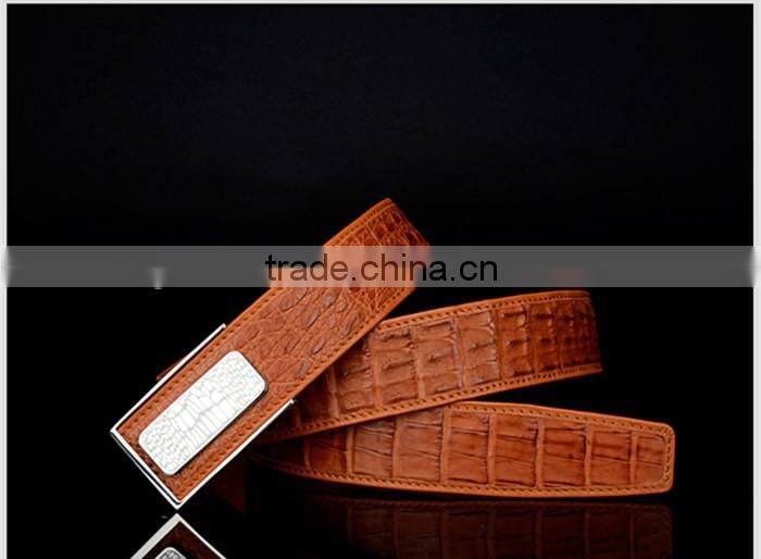 Genuine Crocodile Leather Belts for Men Classsic Buckle Belt Brown
