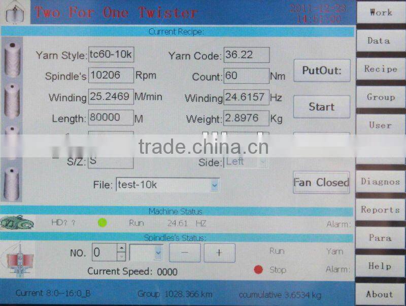 Novo two for one twisting machine for short fibre, TFO twister