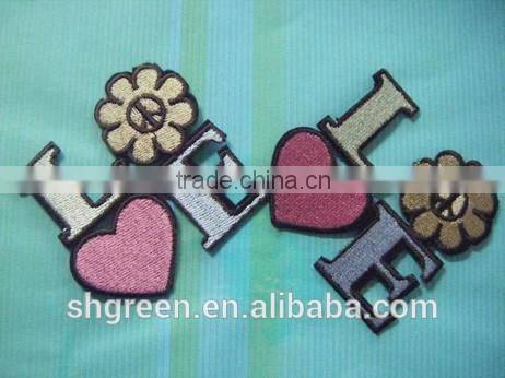 Lovely full embroidery letters tag with back adhesive