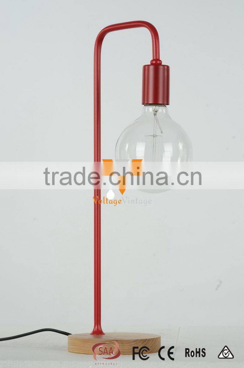 Manufacturer's Premium Wire Iron Table Lamp Wooden Base Desk Lamp Study Bedroom Standing Light