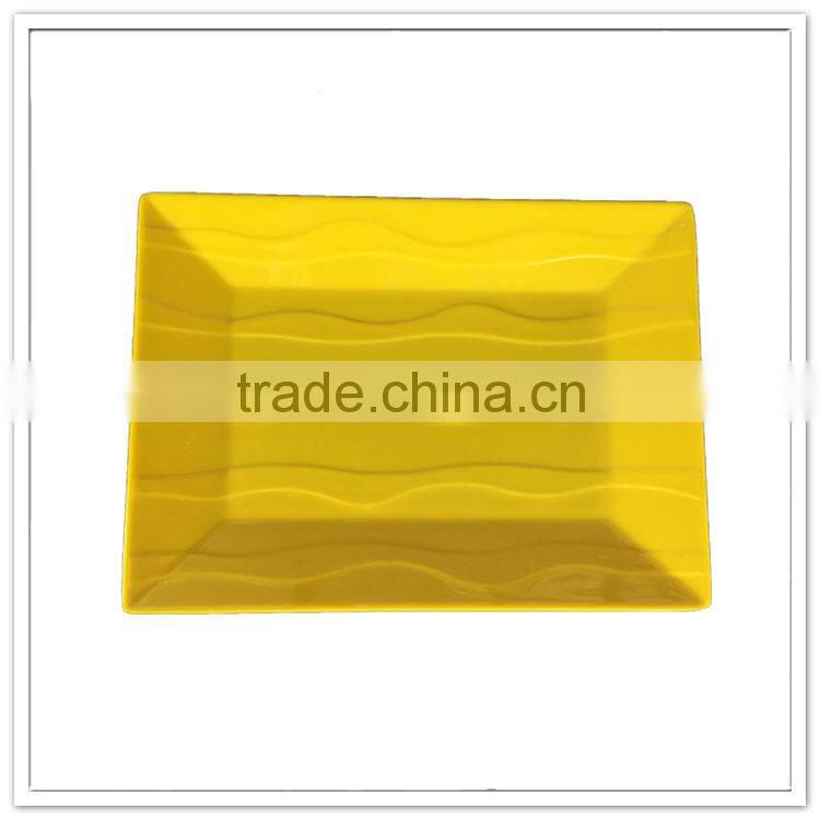 Classic design china factory directly price yellow oblong plastic dinner plates