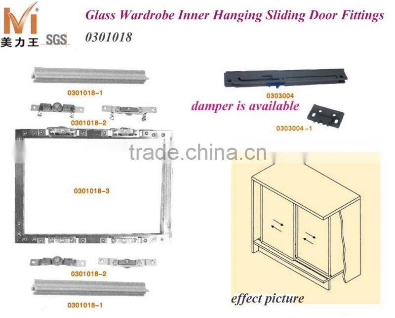 Internal Hanging Sliding Wardrobe Closet Glass Door Roller Fittings System