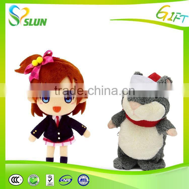Customized hot selling funny beautiful blue mascot plush toys