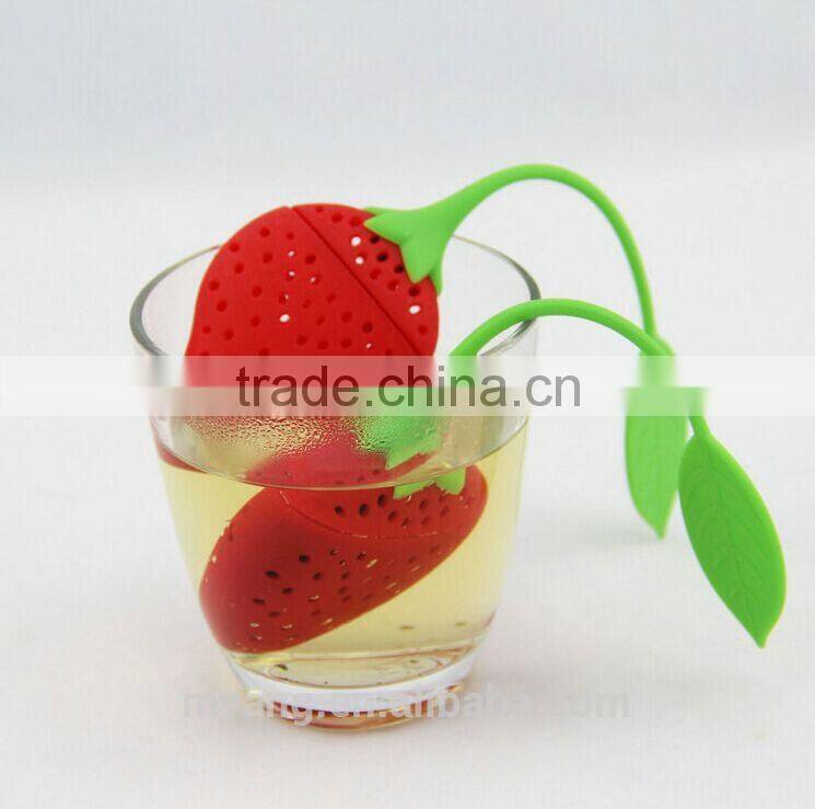 Wholesale strawberry fruit silicone tea infusers /silicone strawberry tea infuser with lid