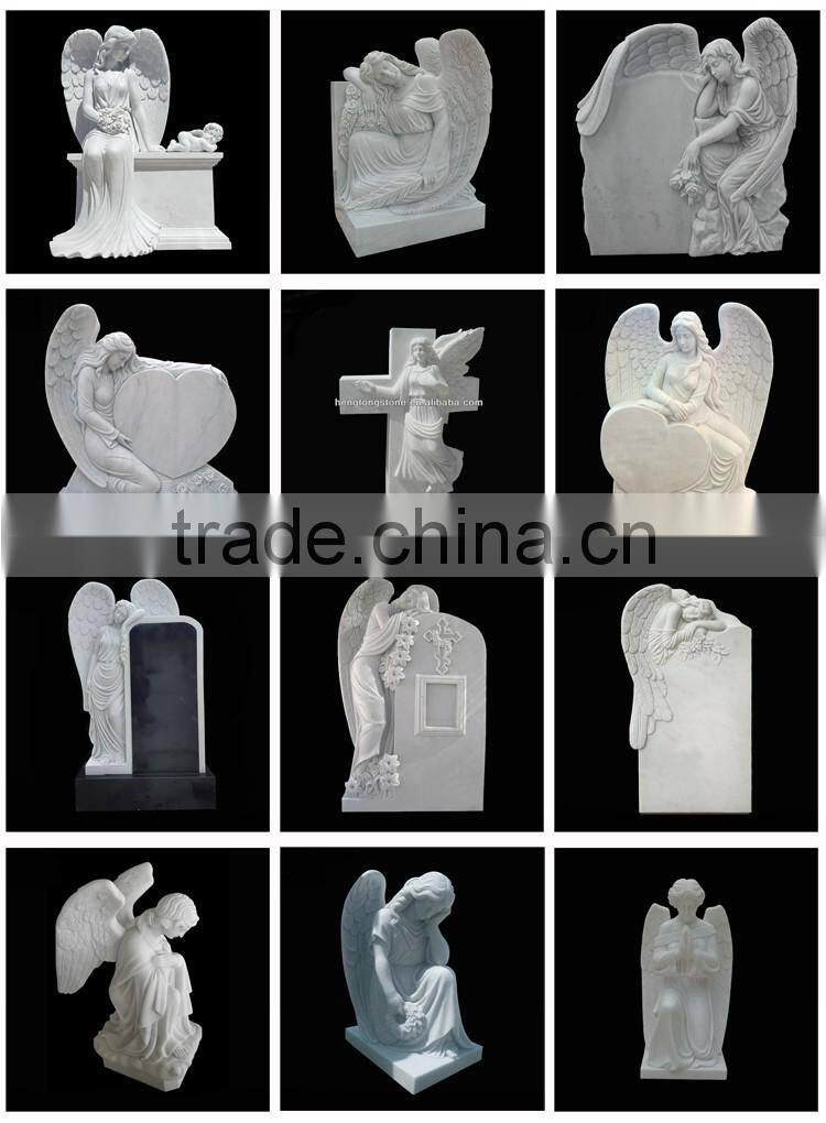 Western Style Marble Weeping Angel Memorial Headstone