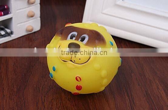 CY190 Various Colours Lovely Face Molar Dog Ball With Squeaker Sound Puppy Pet Dogs Chew Toy