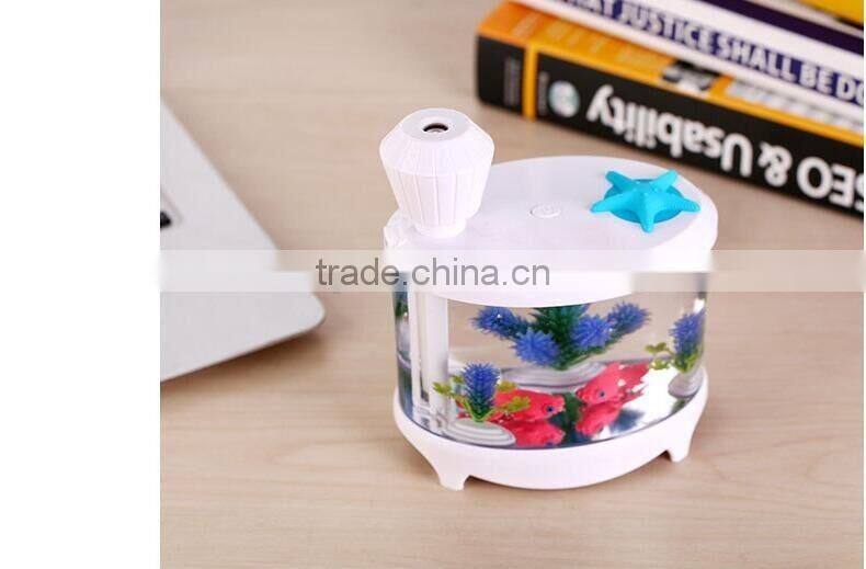 2016 Decrative Creative Desk Micro Landscape Aquarium Fish Tank Light Household USB Ultrasonic Mist Spray Air Humidifier