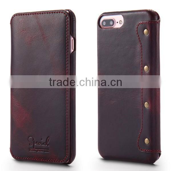 2017 5.5 Inch Universal Cowhide Flip Leather Phone Case For iPhone 7 Plus/6 Plus