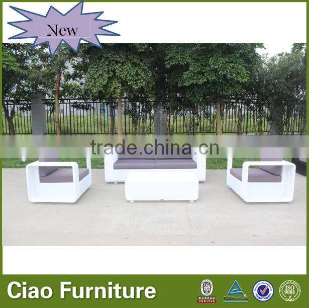 A- Rattan furniture patio white sofa set