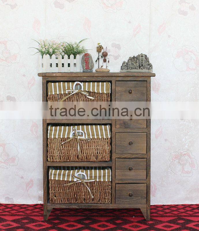 european style woven baskets cabinets wooden home decorative furniture