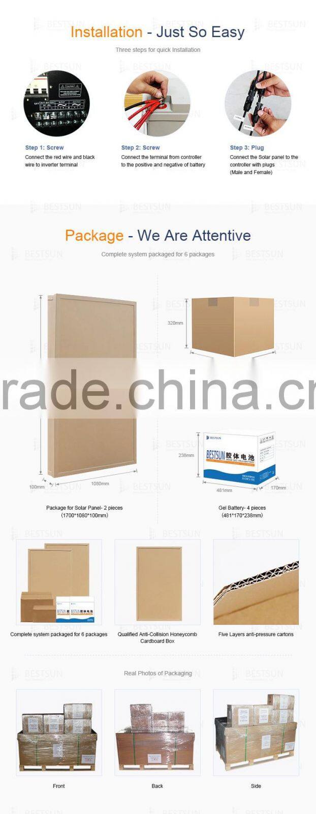 BESTSUN 6000w home adjustable solar mounts solar power system on flat roof