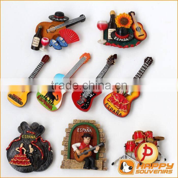 Musical guitar instrument promotional polyresin fridge magnet for home decor