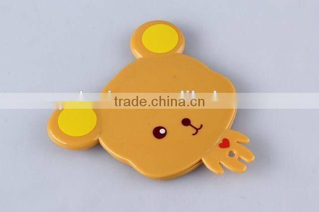 Cartoon bear shaped printed plastic sliding cover mirror